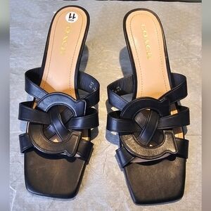 Coach Black Leather Women's Sandals Size 11B